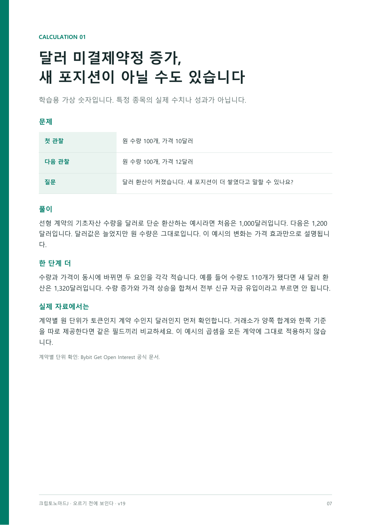 실제 내지: 모의 숫자로 수량과 달러 환산값 비교